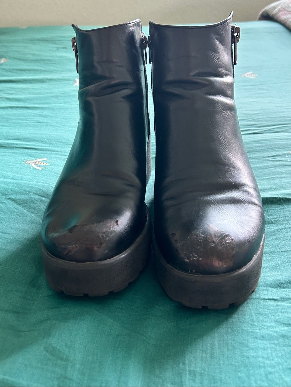 Black Platform Ankle Boots-Women’s